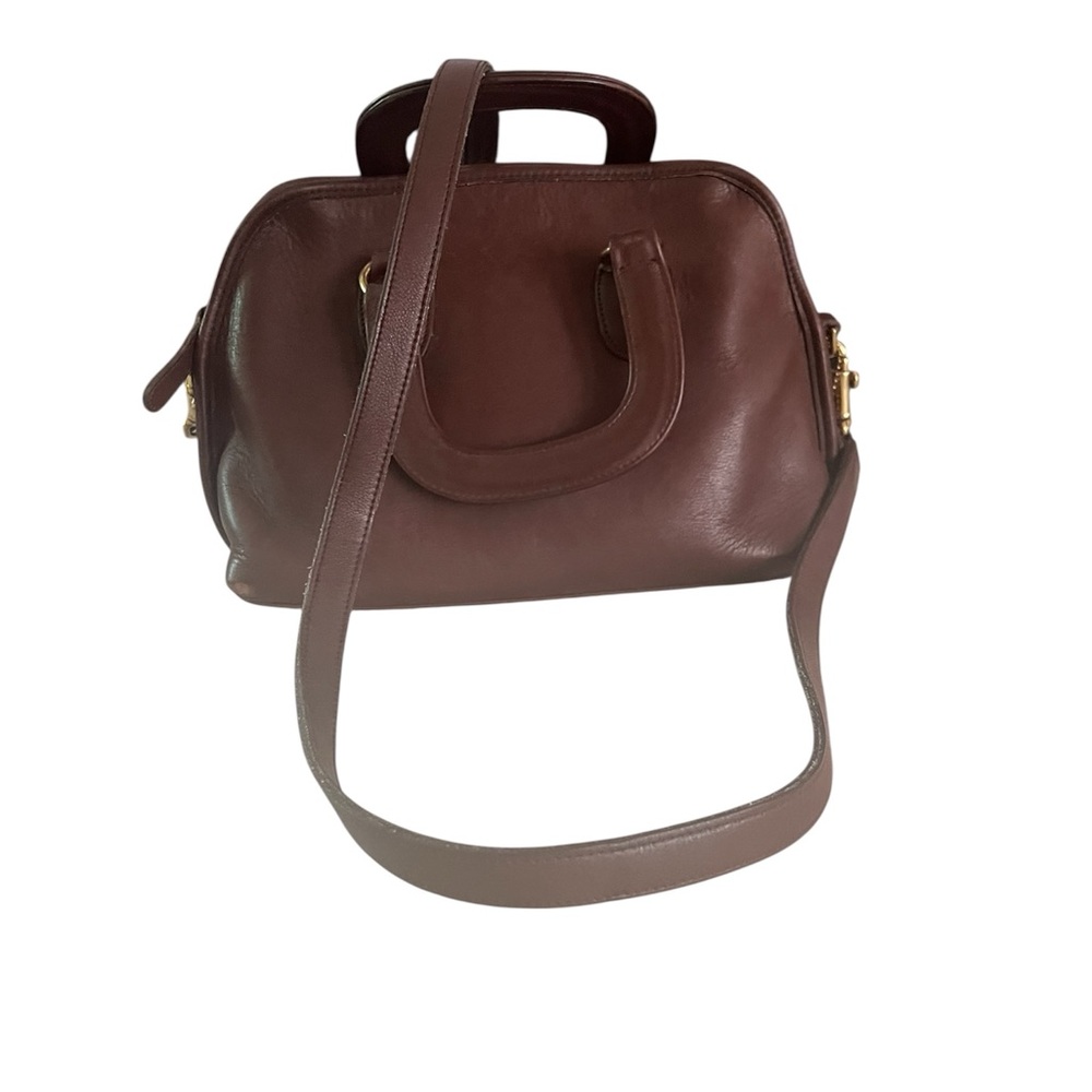 Elegant Vintage Brown Leather Coach Crossbody Purse